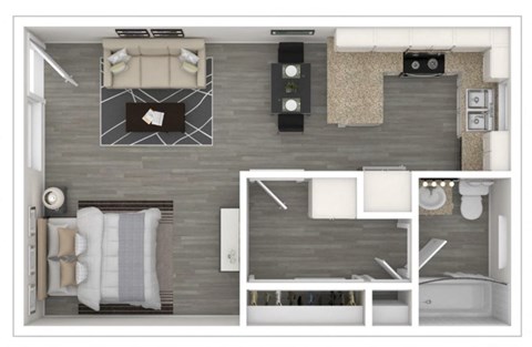 Floor plan for studio, 1 bath, 495 sqft